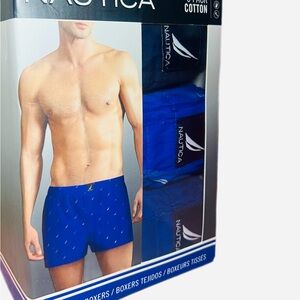 Nautica Men's Cotton Boxers 3-Pack in Blue Size Large 36-38